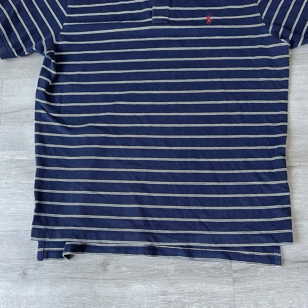 Polo Ralph Lauren Polo Shirt Men’s XL Blue Striped Red Pony Classic Cotton